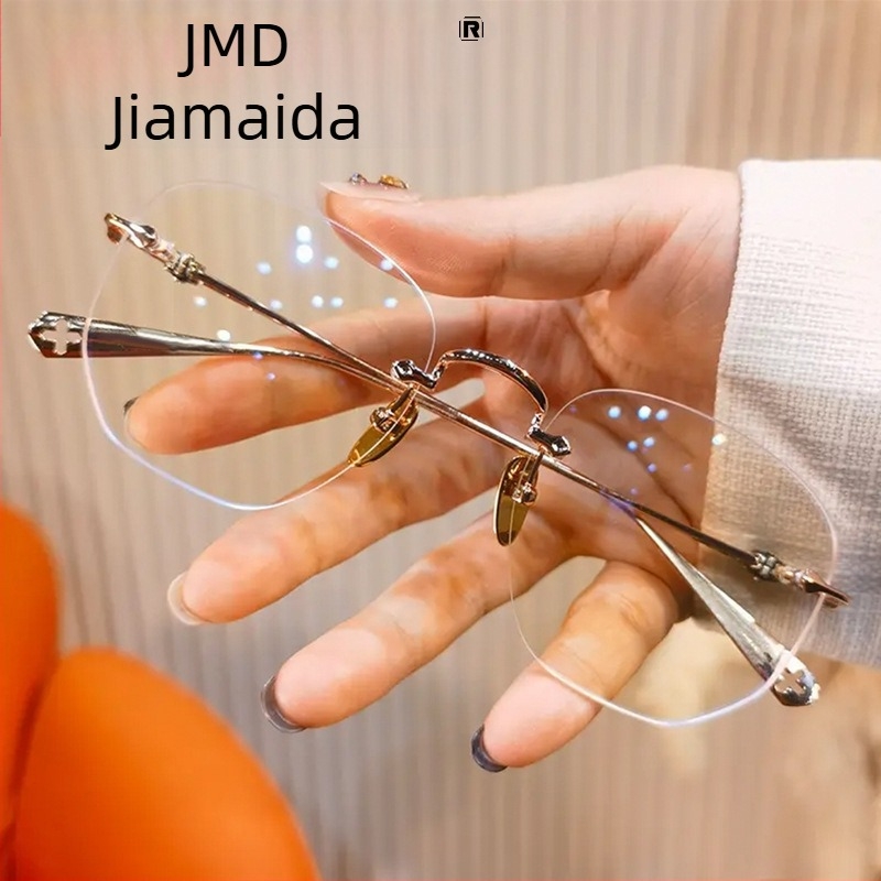 Bezokvirne naočale za čitanje, anti-plavo svjetlo, PC leće, metalni kvadratni okvir, za velike oblike lica