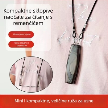 Naočale za čitanje, sklopne oko vrata, zaštita od plave svjetlosti, kompletni okvir, metalni okvir