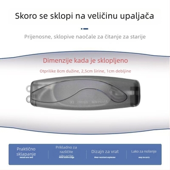 Naočale za čitanje, sklopne oko vrata, zaštita od plave svjetlosti, kompletni okvir, metalni okvir