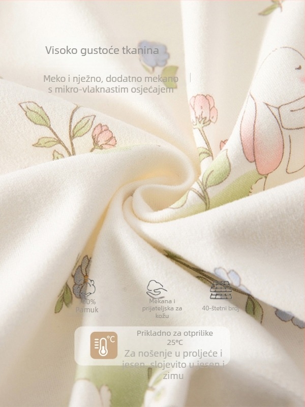 Kombinezon od pamuka za novorođenčad, dugi rukavi, bez kapuljače, kosi prednje zatvaranje, unisex