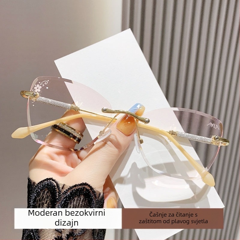 Očala bez okvira, Cat-Eye, presbiopijska - anti-plavo svjetlo, metalni okvir