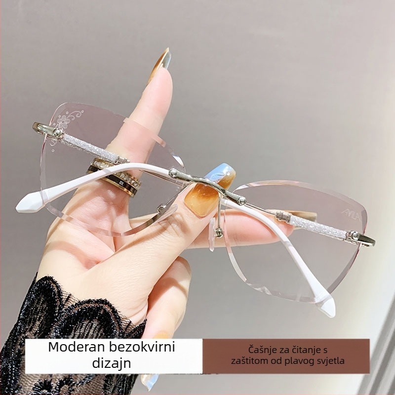 Očala bez okvira, Cat-Eye, presbiopijska - anti-plavo svjetlo, metalni okvir