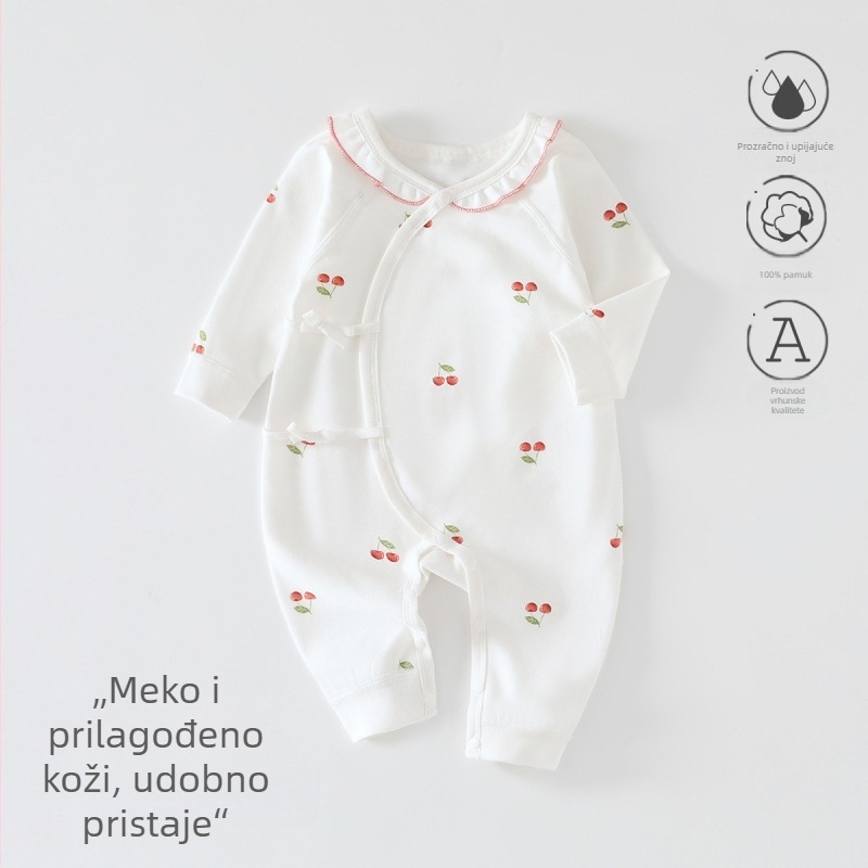 Novorođenče: 100% pamuk jumpsuit, uzorak leptira, dugi rukavi, za sve sezone