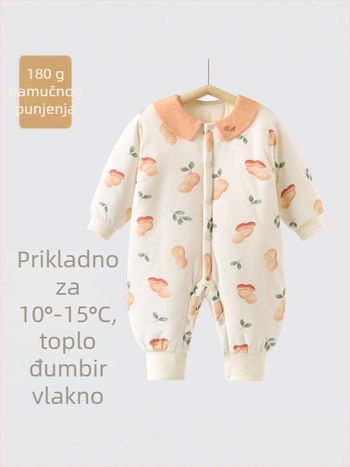 Dječji kombinezon od 100% pamuka, 180 g punjenja, dugi rukavi, bez kapulje, jednostruko prednje zatvaranje