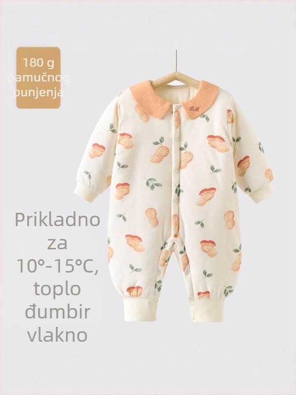 Dječji kombinezon od 100% pamuka, 180 g punjenja, dugi rukavi, bez kapulje, jednostruko prednje zatvaranje
