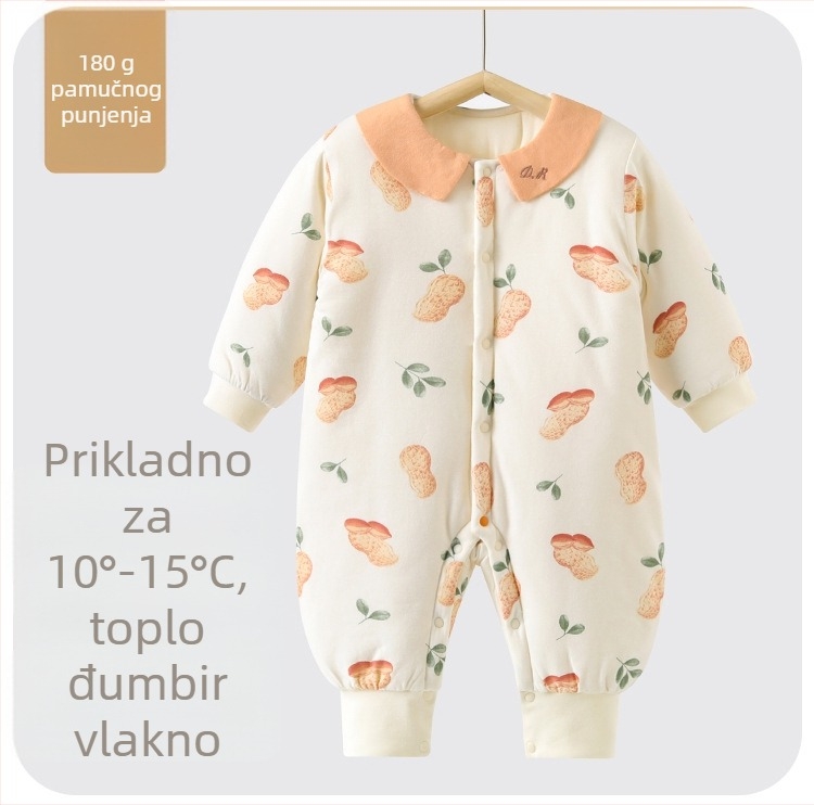 Dječji kombinezon od 100% pamuka, 180 g punjenja, dugi rukavi, bez kapulje, jednostruko prednje zatvaranje