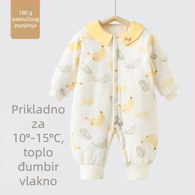 Dječji kombinezon od 100% pamuka, 180 g punjenja, dugi rukavi, bez kapulje, jednostruko prednje zatvaranje