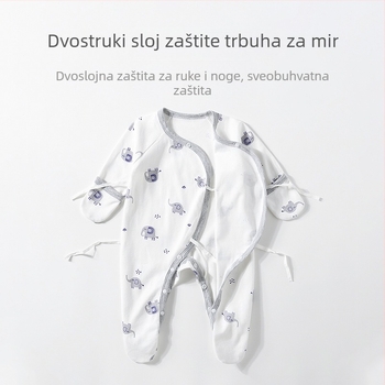 Novorođenčki pamučni kombinezon s dugim rukavima, 100% pamuk, dizajn za sve sezone, zatvaranje kosim ovratnikom, za dob 0–1 godina (do 80 cm)