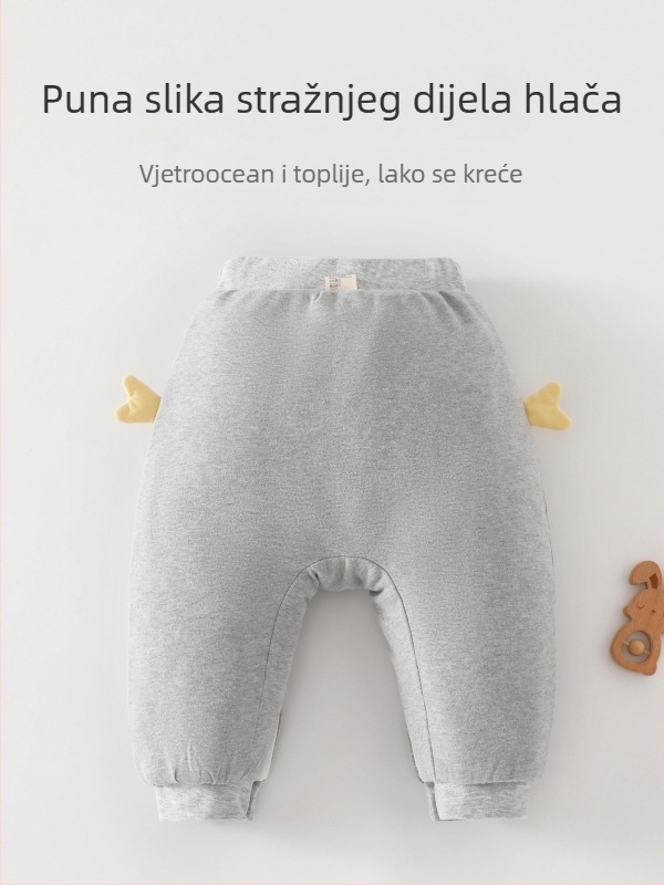 Dječje pamučne hlače pull-on, životinjski uzorak, srednji pojas, otvoreni predeo prepona
