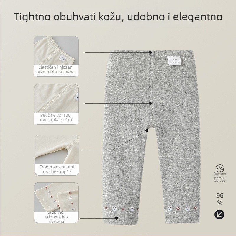 Djevojačke legice, korejski stil, pamuk 96%, srednje visoki pojas, meka završna obrada, za bebe i malu djecu