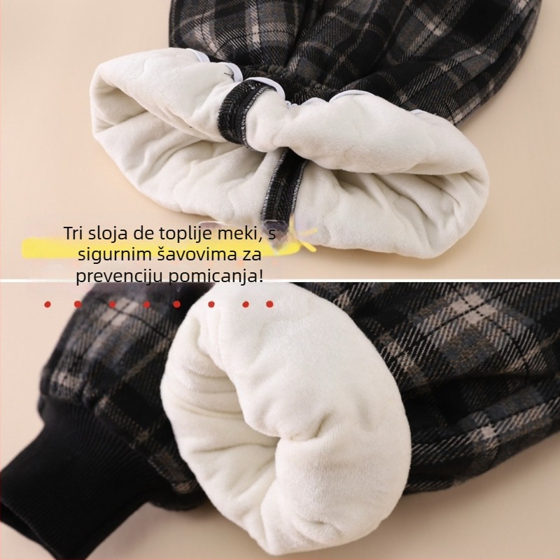 Dječje zimske hlače s quilted materijalom, karirani uzorak, podstavljene flisom, trostruka pamučna izolacija, 80% poliester