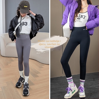Dječje tanke velur-nylon hlače u Shark stilu, visok pojas, hlače nalik tajicama za proljeće i jesen