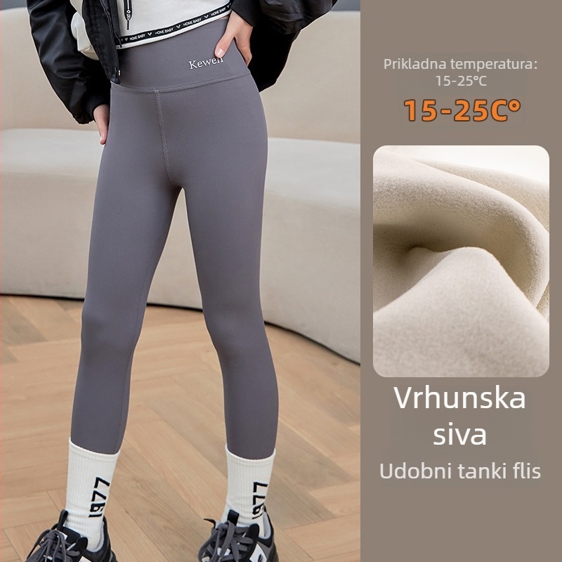 Dječje tanke velur-nylon hlače u Shark stilu, visok pojas, hlače nalik tajicama za proljeće i jesen