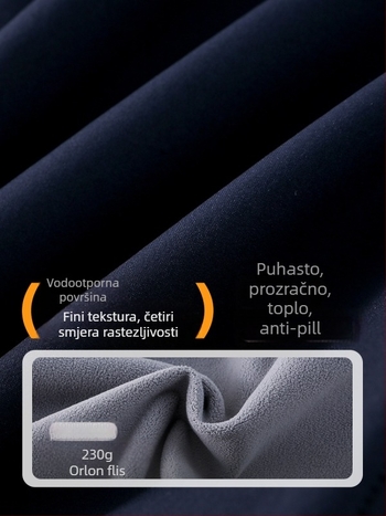 Muške dječje fleece cargo hlače – dvostruki poliester, fleece podstava, reflektirajući tretman, srednji struk s elastikom, jednofarbni dizajn za jesen-zimu