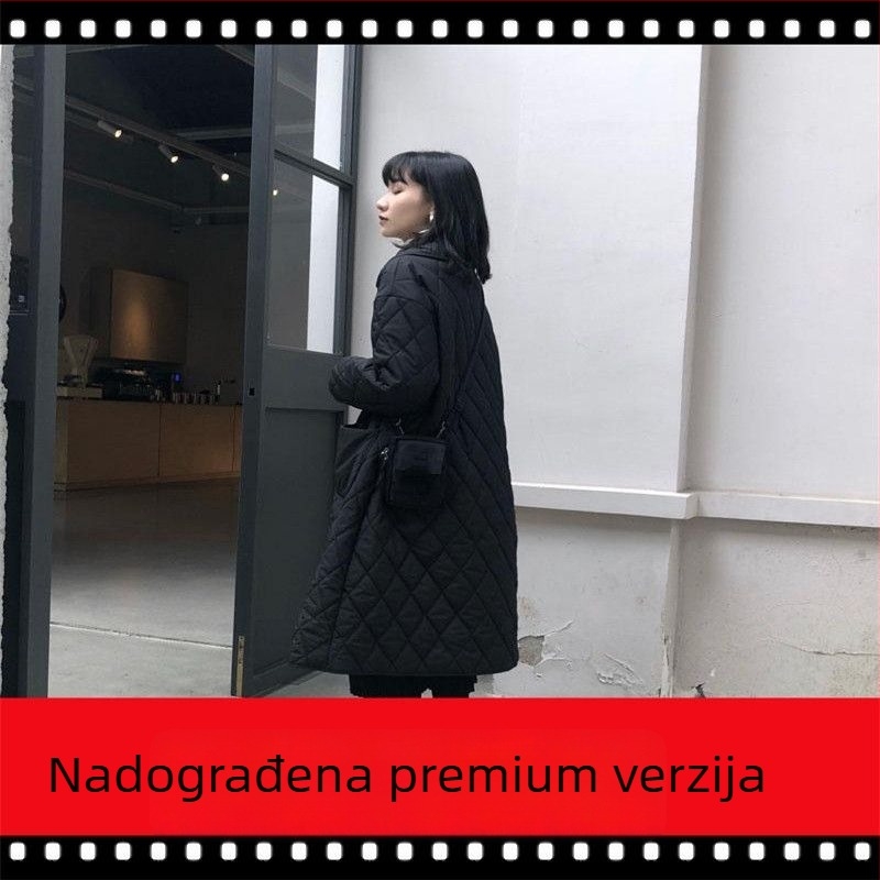 Ženska jakna s poliesterskim punjenjem, srednja duljina, korejski stil, ležerna silueta, rombo prešivanje, za jesen i zimu
