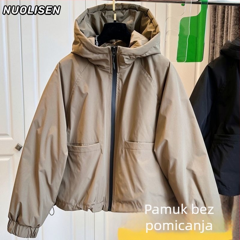 Plus veličina zimska puffer jakna s kapuljom, udoban kroj, debela pamučna jakna za žene