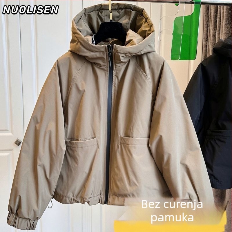 Plus veličina zimska puffer jakna s kapuljom, udoban kroj, debela pamučna jakna za žene