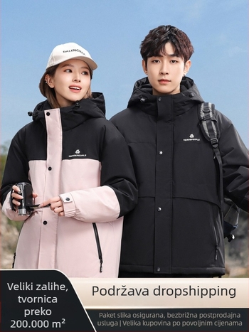 Zimska unisex jakna s kapuljom od pamuka – vodootporna, prozračna, zadržava toplinu, poliester tkanina