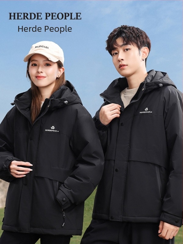 Zimska unisex jakna s kapuljom od pamuka – vodootporna, prozračna, zadržava toplinu, poliester tkanina