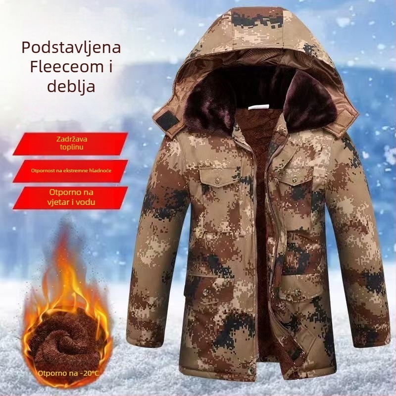 Maskirni kaput s poliester punjenjem, kapuljom, zatvaračem i debelom izolacijom