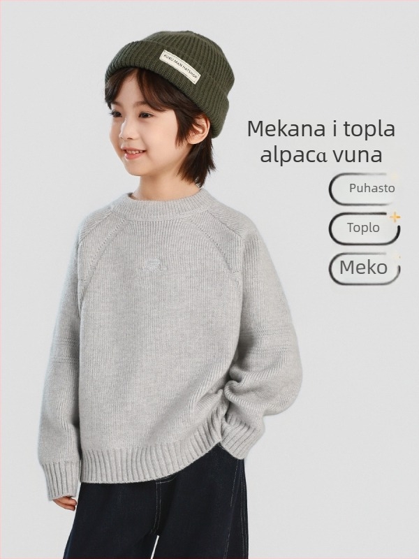 Dječji debeli pleteni džemper s srednjim ovratnikom, dugi rukavi, akrilna mješavina