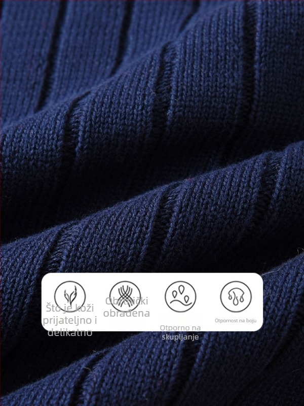 Dječji prugasti pleteni kardigan, pamuk 100%, V-izrez, dugi rukavi, prednje kopčanje jednim gumbom, akademski stil, za djecu 3–8 godina, jesen–zima