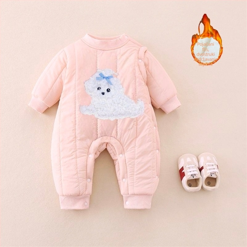 Bebični zimski kombinezon, 100% pamuk, duge rukave, unisex, prednje kopčanje na gumbe, za novorođenčad
