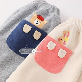 Dječje pamučne hlače za proljeće i jesen, opuštenog stila, elastični pojas, 52% pamuk, za uzrast 1-3 godina