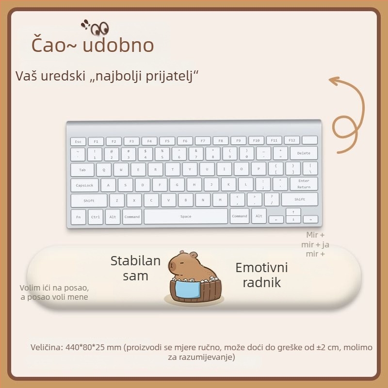 Podložak za zglob miša, mala veličina, kapibara držač ruke, mini uredski jastučić za tipkovnicu