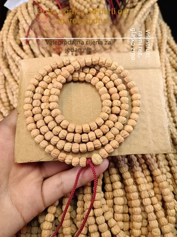 Narukvica od sjemenki passion, tibetanski stil, 8 mm perle, ručna izrada, 108 perli, motiv duha, glatka tekstura