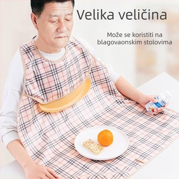 Hranilni bib za starije osobe, Neck-Style vodootporan, Poliester, Mrežasti uzorak, Unisex
