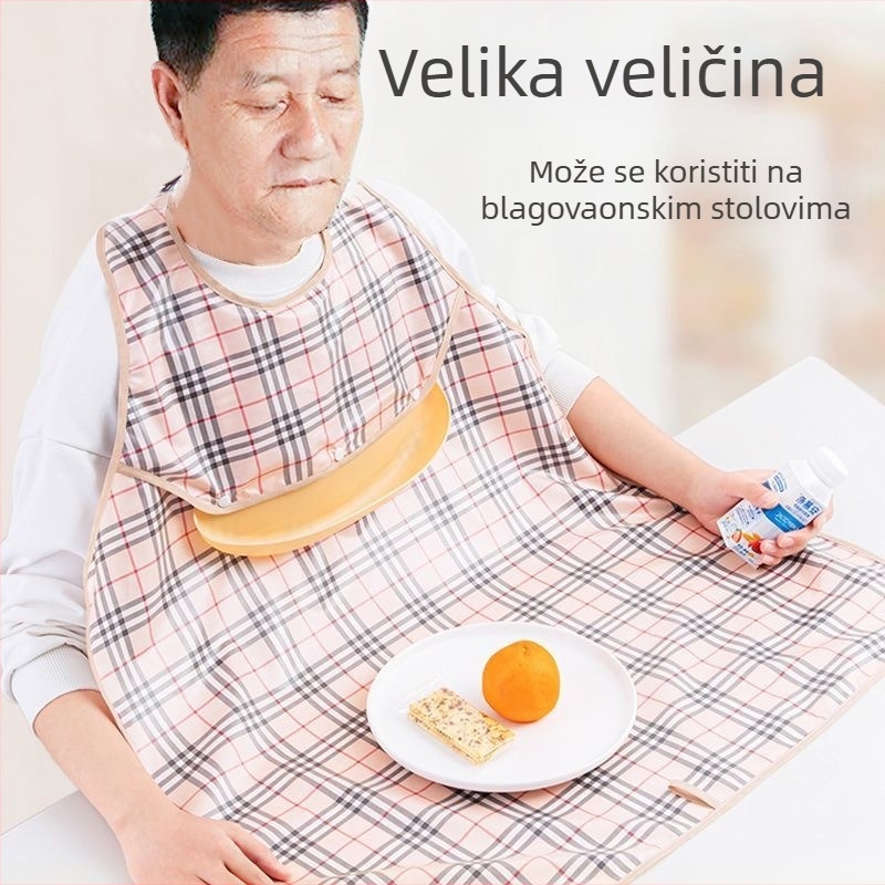 Hranilni bib za starije osobe, Neck-Style vodootporan, Poliester, Mrežasti uzorak, Unisex