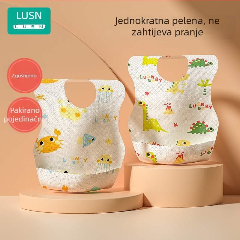 Jednokratna baveta za bebe, vodootporna, uzorak crtani, za uzrast 1–3 godine, izrađena od netkane tkanine s PE vodootvornom membranom