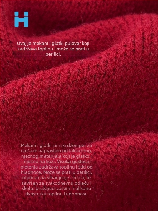 Dječji pleteni džemper za dječake, korejskog stila, debeli pleteni materijal, akril 43%, zima 2025