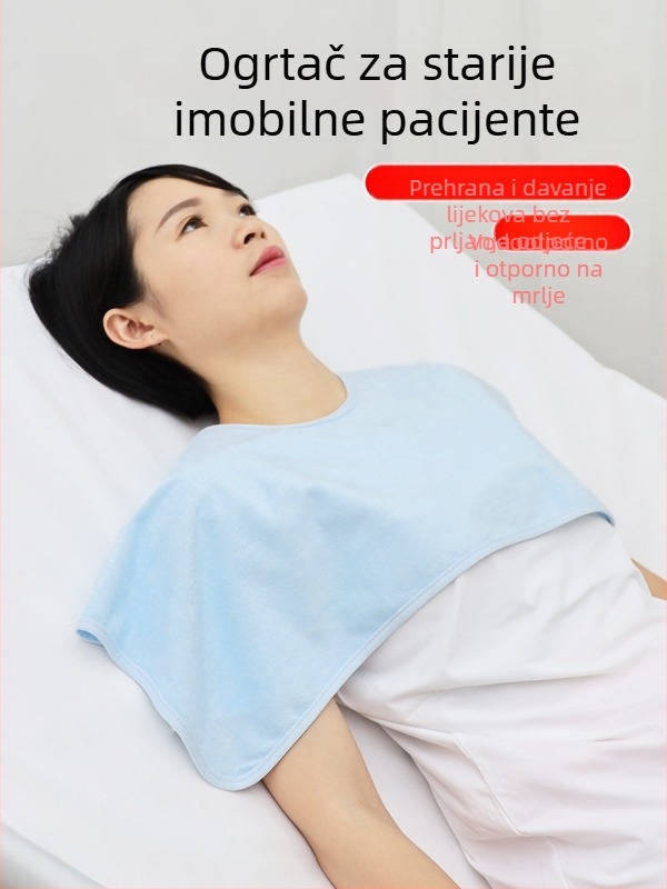 Saliva bib za obroke i lijekove, bambusova vlakna, vodootporna barijera, jednofarbni uzorak