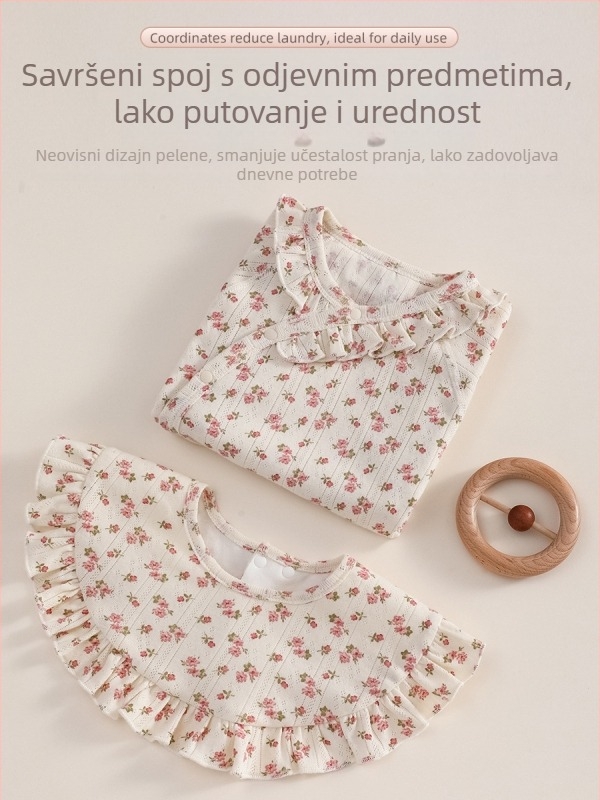 Dvostrano vodootporni bebinski bib (>95% pamuka), kartunski uzorak, za djecu od 0 do 1 godine, proširenog veličine