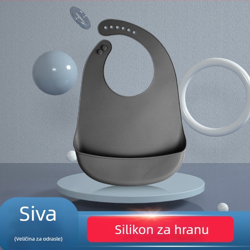 Hranjeni silikonski bib za odrasle – vodootporan, hrani silikona, jednobojan, sigurnosna klasa A