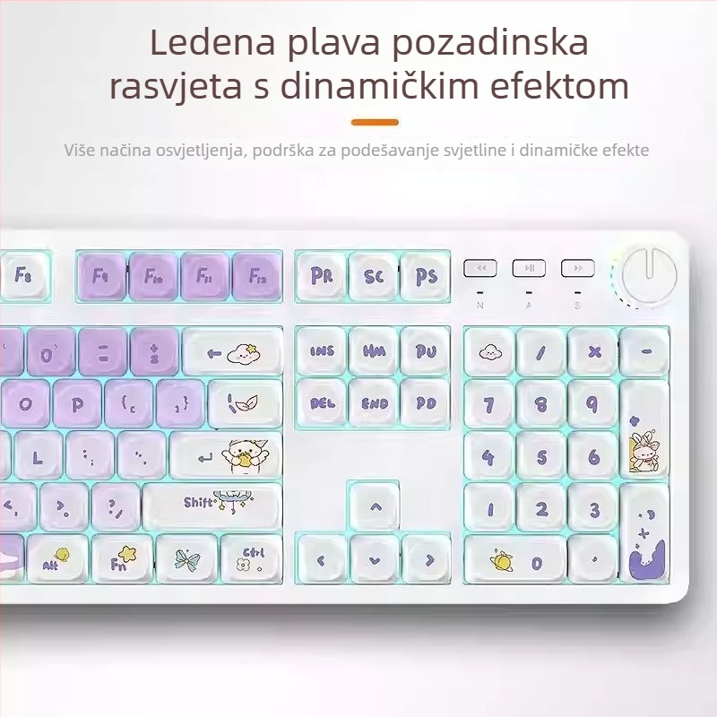 104-tipkovnica s mehaničkim prekidačem, žična, za stolna računala, jednobojno osvjetljenje, duljina kabela 1,6 m