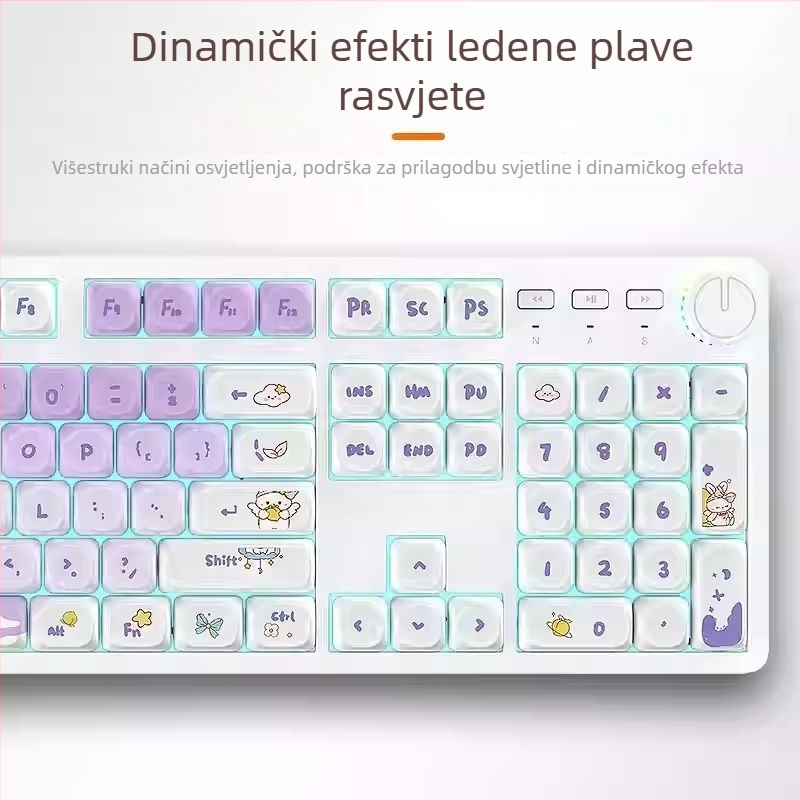 Mehanička tipkovnica s 104 tipkama, žično povezivanje, prekidač tipa osi, kabel duljine 1,6 m