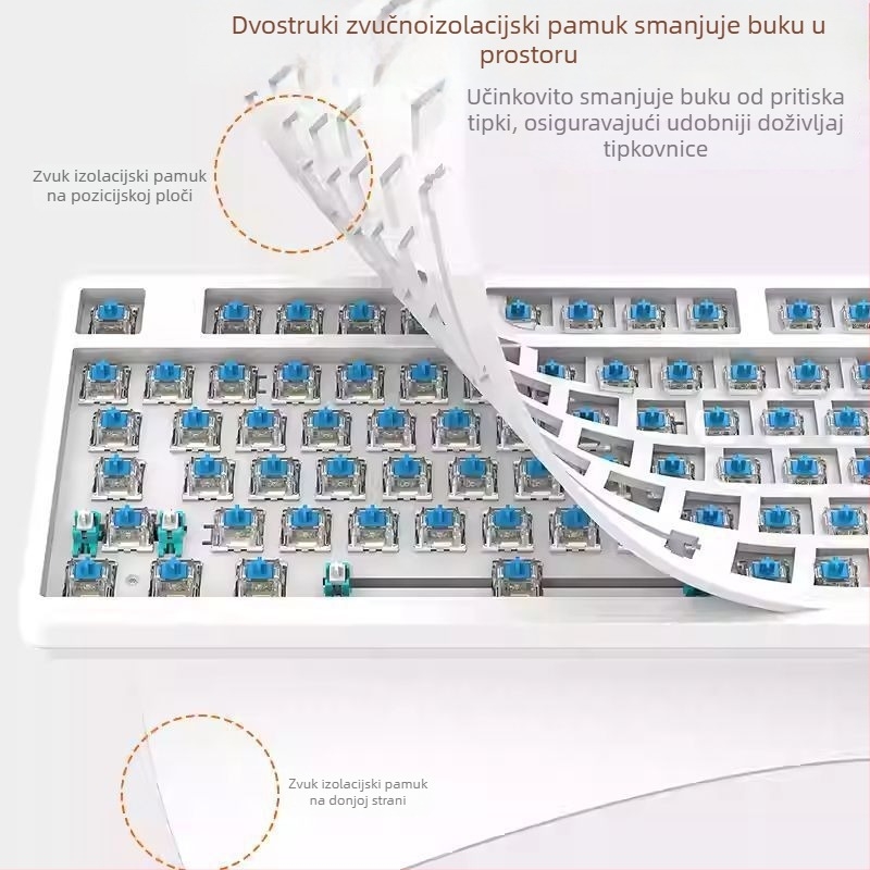 Mehanička tipkovnica s 104 tipkama, žično povezivanje, prekidač tipa osi, kabel duljine 1,6 m