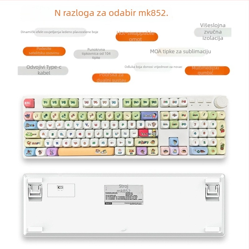 Mehanička tipkovnica, 104 tipke, osovina, žično, za stolna računala