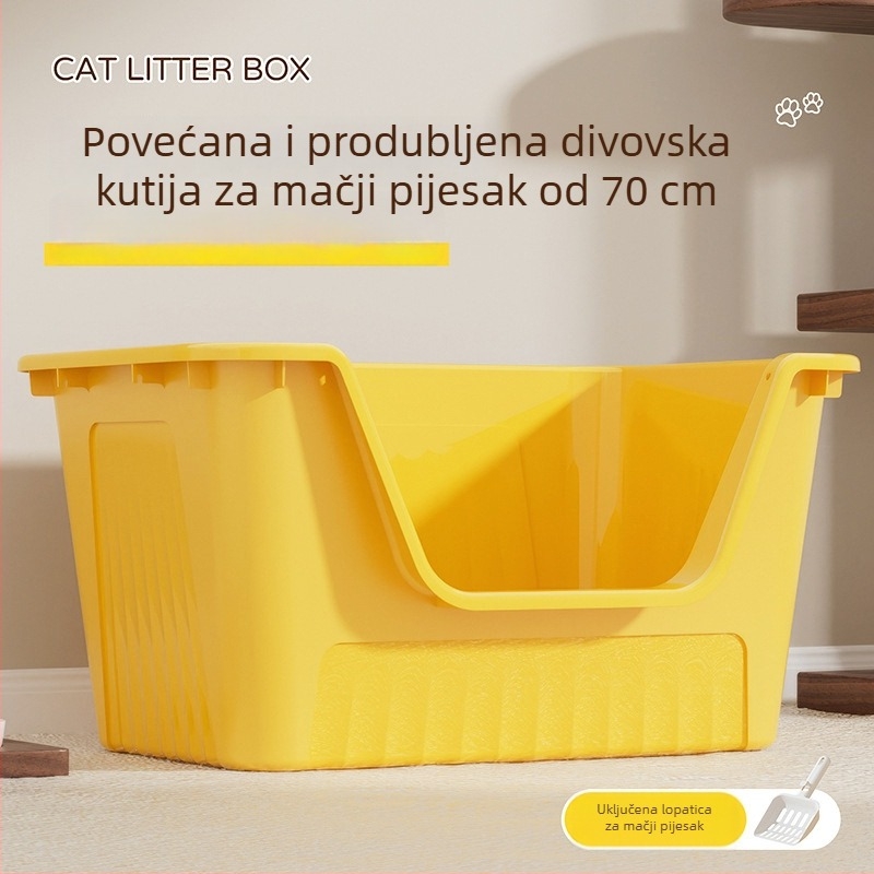 Velika otvorena kutija za mačji pijesak, protiv mirisa, otporna na prskanje