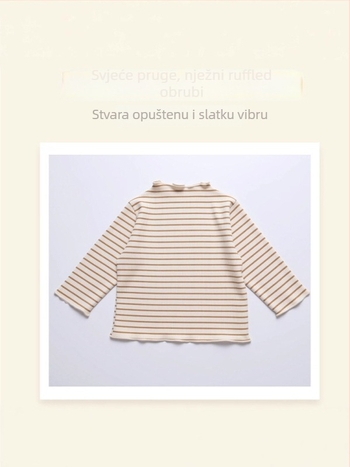 Djevojačka bluzica s florom, dugim rukavima, volanom i polu-visokim ovratnikom (pamuk, brushed tekstura, floralni uzorak, dugi rukavi, uzrast 1–3 godine)