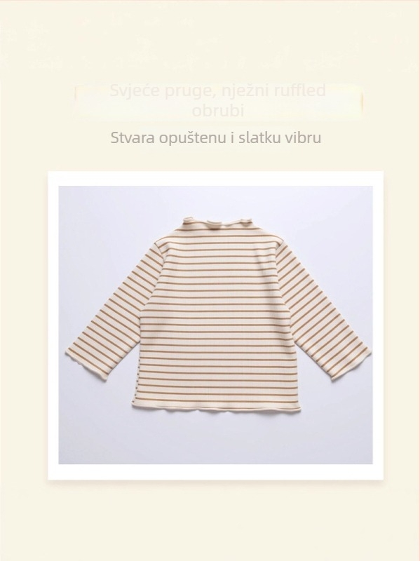 Djevojačka bluzica s florom, dugim rukavima, volanom i polu-visokim ovratnikom (pamuk, brushed tekstura, floralni uzorak, dugi rukavi, uzrast 1–3 godine)