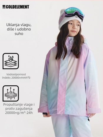 Dječja skijaška jakna: prozračna, vodootporna 20000, vjetrootporna, topla s izolacijom od svile i pamuka, TEFLON vanjski materijal