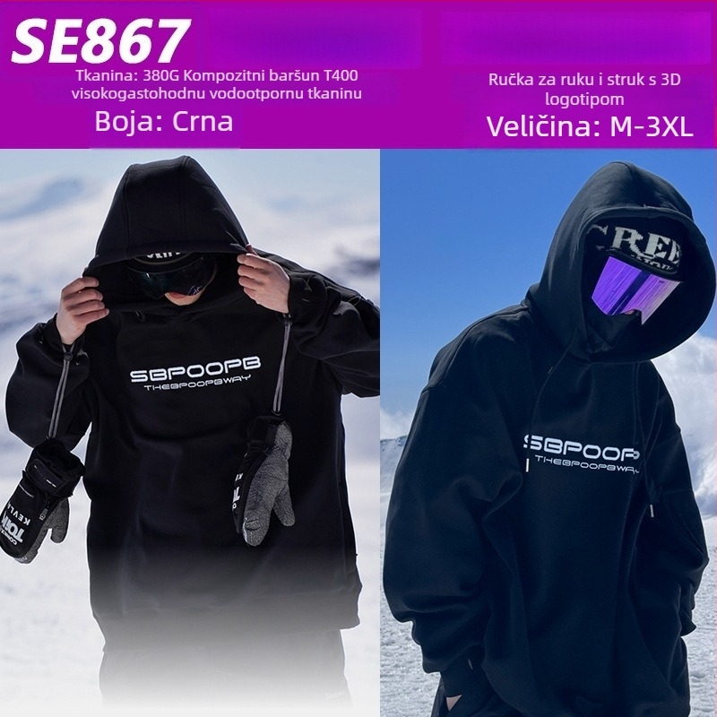 Skijaški hoodie s kapuljačom — prozračan, vodootporan, otporan na vjetar i topao, podstava od poliestera