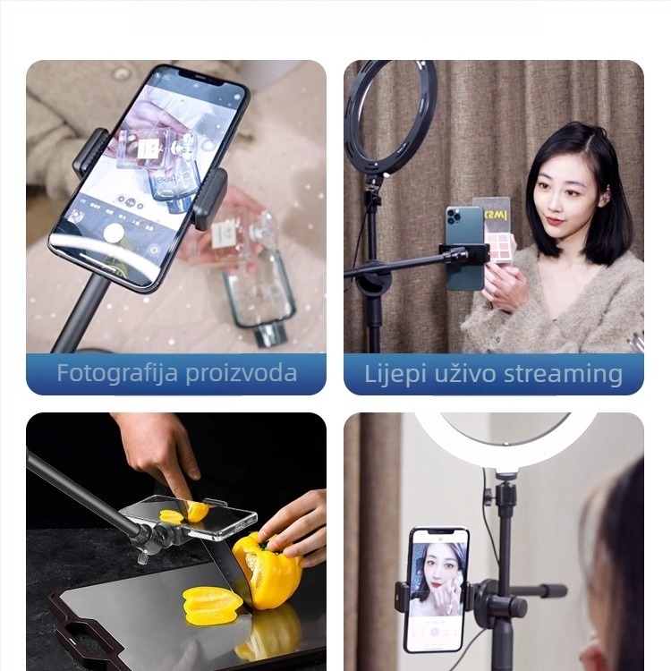 Nadstolni držač za mobitel za profesionalno snimanje s rasvjetom za livestream i selfie (Tip: Air bag holder; Materijal: Alloy; Stil: Simple)