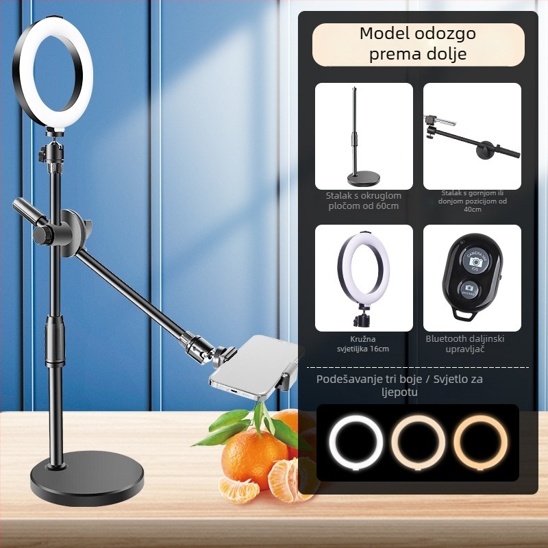 Nadstolni držač za mobitel za profesionalno snimanje s rasvjetom za livestream i selfie (Tip: Air bag holder; Materijal: Alloy; Stil: Simple)