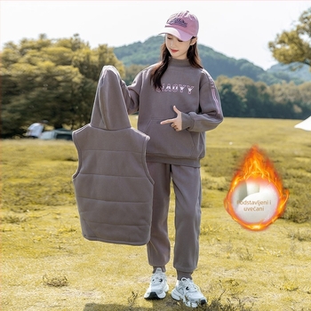 Djevojčice: zimski trodijelni set s flis podstavom