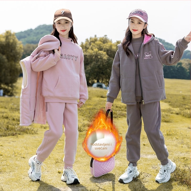 Djevojčice: zimski trodijelni set s flis podstavom